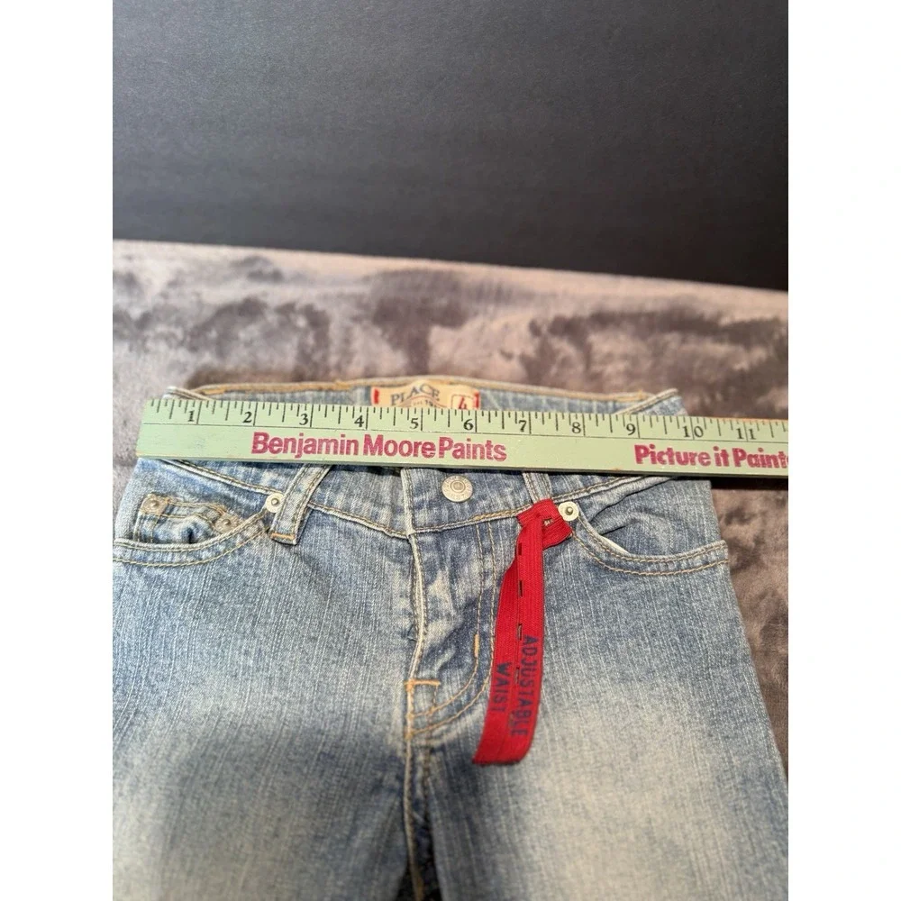 The Children's Place Girl's Skinny Straight‎ denim blue Jeans Adjustable Size 4T